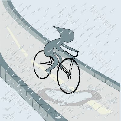 Biker in the rain