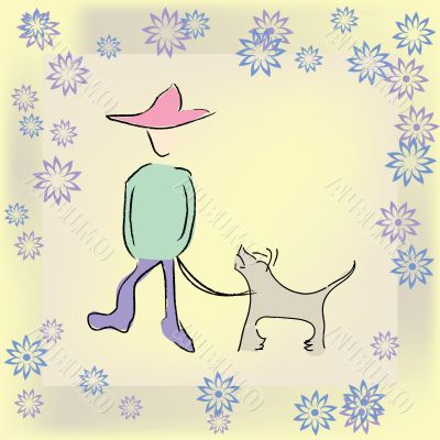 Boy walking the dog