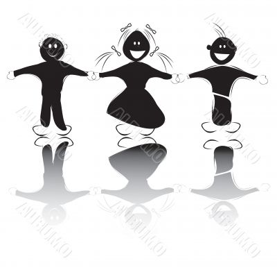 Happy kids silhouettes 
