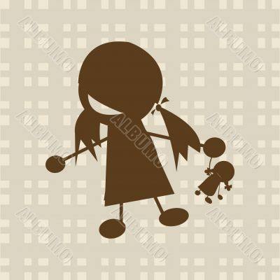 Little girl playing with doll