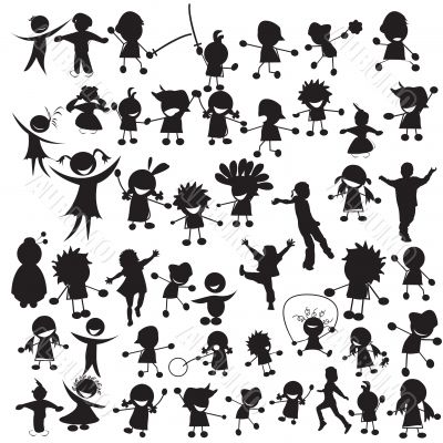Happy children silhouettes