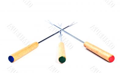 colored fondue forks