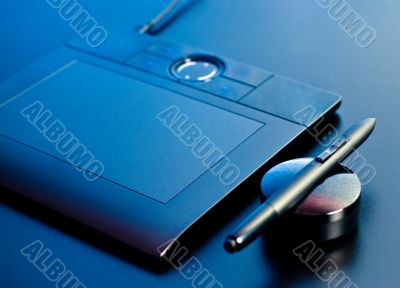 drawing tablet in blue light