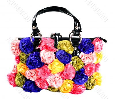 female bag with artificial flowers