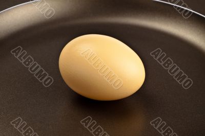 brown egg on frying pan