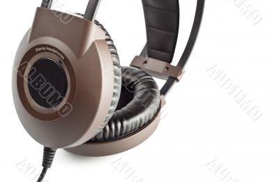 brown stereo headphones closeup