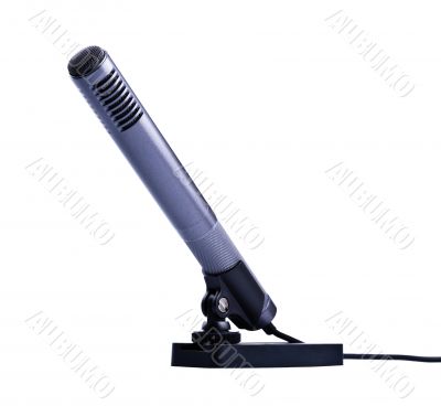 gray condenser microphone on stand