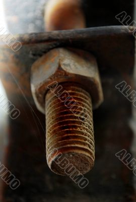 rusty screw and nut closeup