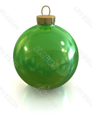 Green christmas glossy ball and shiny isolated