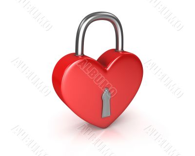 Red lock formed as heart