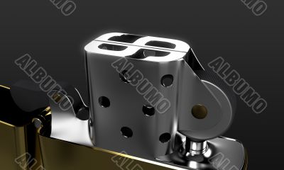 Classic opened lighter with dollar sign on the top