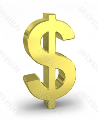 Gold dollar sign isolated