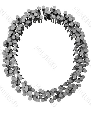Alphabet made from hammered nails, letter O