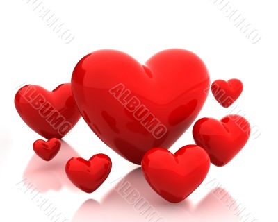 Few red hearts 