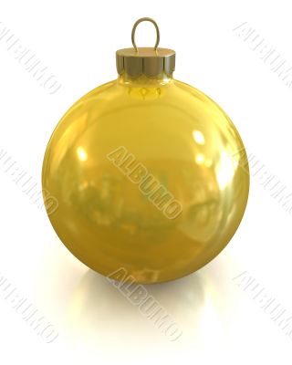 Yellow christmas glossy and shiny ball isolated