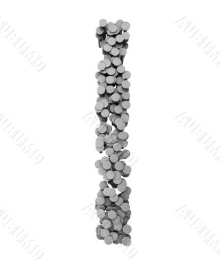 Alphabet made from hammered nails, letter I