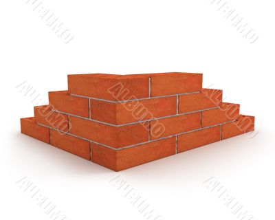 Corner of wall made from orange bricks