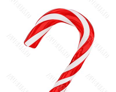 Traditional christmas candy cane closeup isolated
