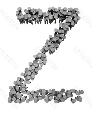 Alphabet made from hammered nails, letter Z