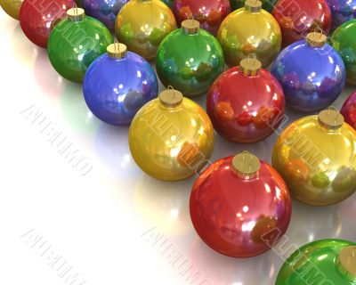 A lot of christmas glossy and shiny balls with different colors 