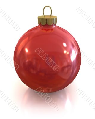 Red christmas glossy and shiny ball isolated