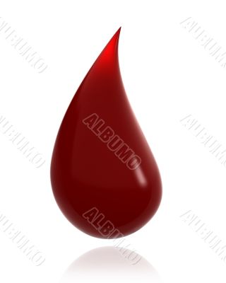 Shiny drop of blood isolated 