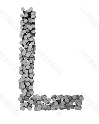 Alphabet made from hammered nails, letter L