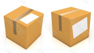 Carton box with blank paper for text