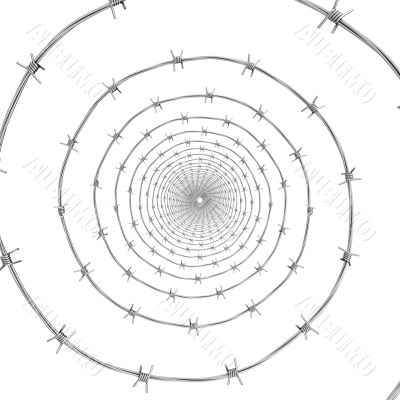 Barbed wire spiral frontal view 