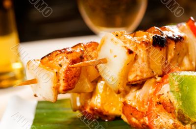 chicken and vegetables skewers