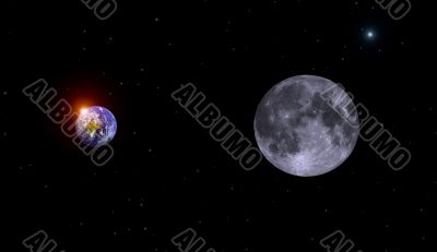 Earth,moon and sun