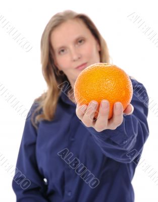Young woman and orange