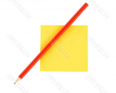 Red pencil on paper isolated