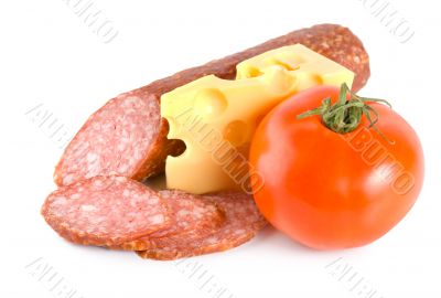 Cheese, tomato and sausage