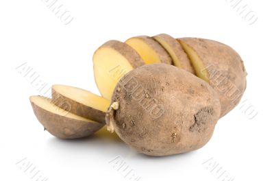 Cut raw potatoes isolated 