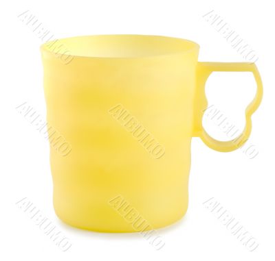 Yellow plastic mug 