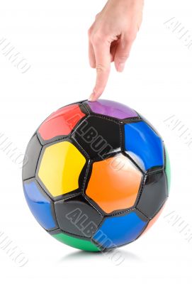 Soccer ball in hand isolated