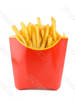 Fried potatoes in a red box