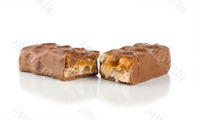 Chocolate with caramel isolated