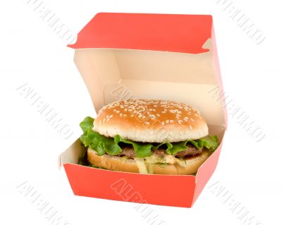 Hamburger in the red box