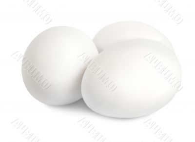 Three white eggs