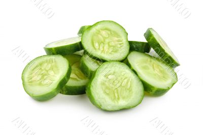Cut cucumber isolated