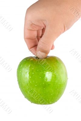 Green apple in hand (Path)