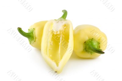 Ripe yellow bell pepper isolated