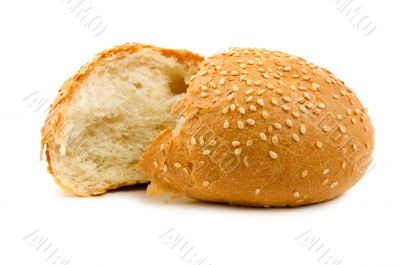 Two halves of wheat bread isolated