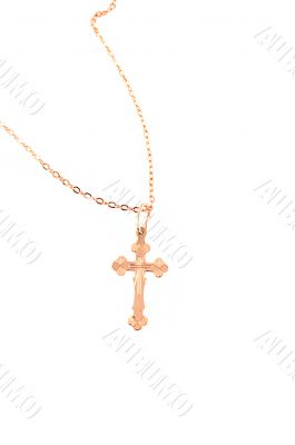 Golden cross with chain