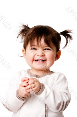 Happy laughing baby toddler girl