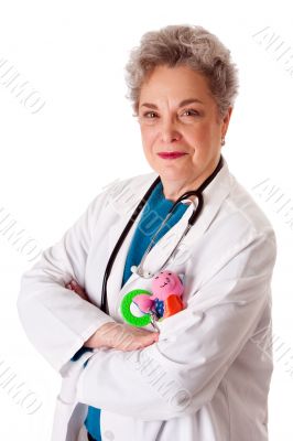 Happy friendly pediatrician doctor nurse