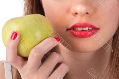 The green apple and red lips