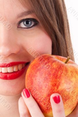 girl and apple